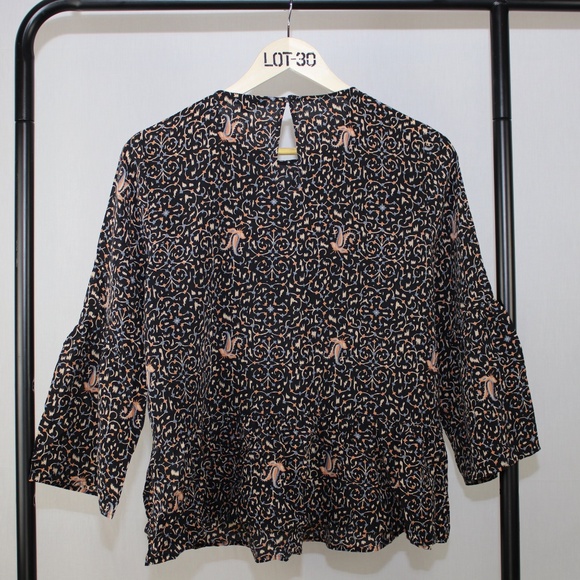 MADEWELL FIESTA PAISLEY 100% SILK BELL SLEEVE TOP - Picture 2 of 8